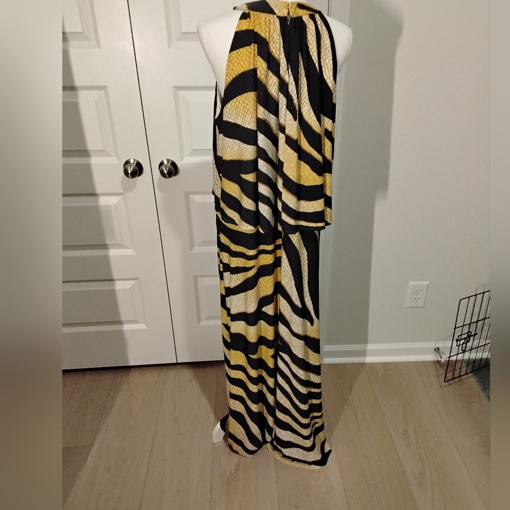 CLEARANCE -- Chico's Black and Tan Reptile Print Halter Dress - Picture 3 of 3